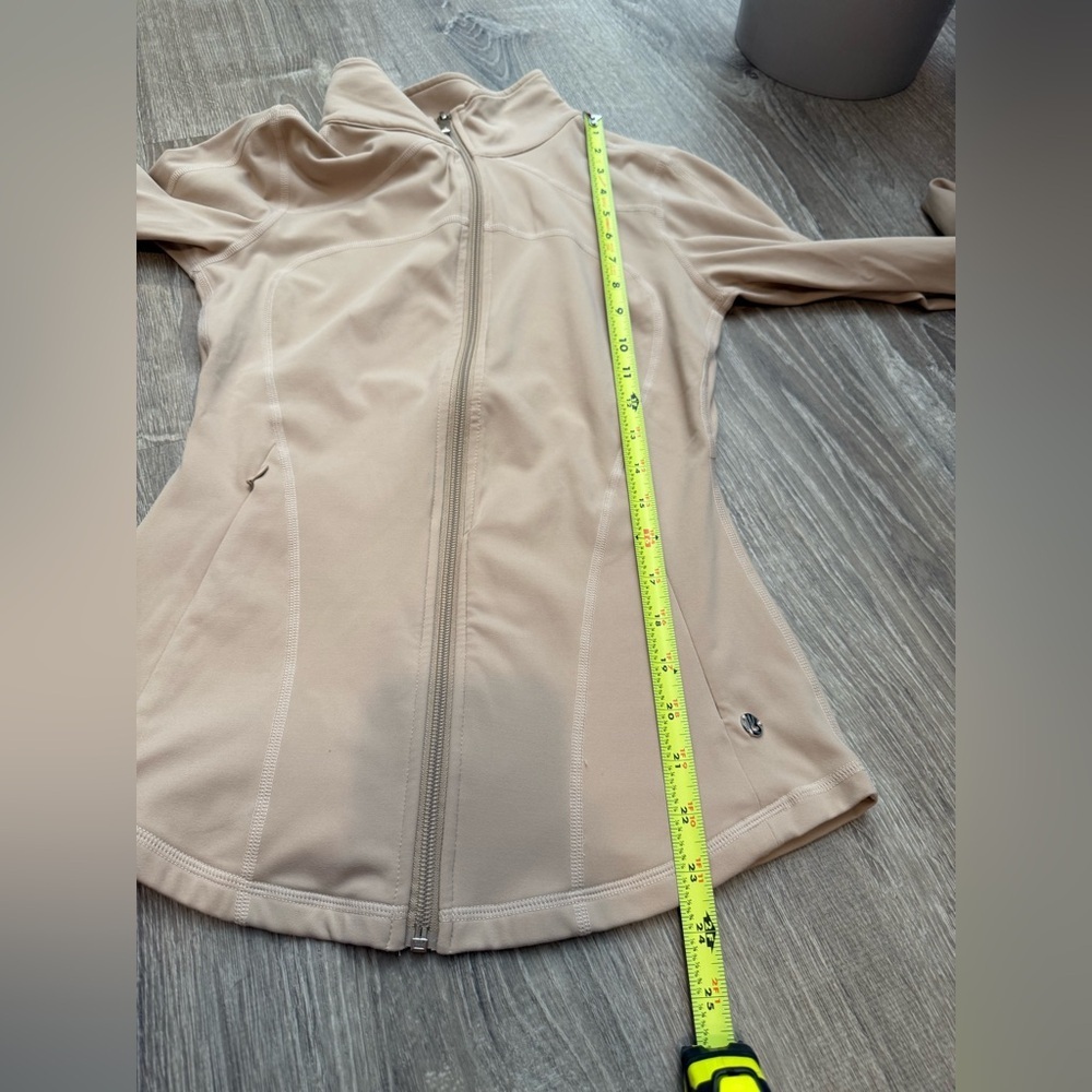 BuffBunny Open Back Zip Up Athletic Jacket Thumbholes Tan Slimming Gym Small - Picture 6 of 9